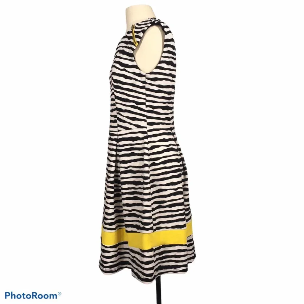 Karin Stevens Black White Striped Dress, Zebra,‎ 12